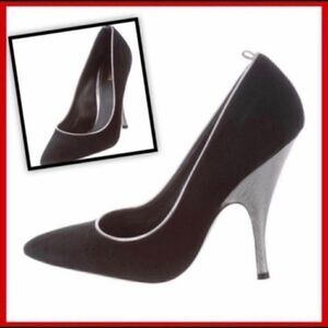 AUTHENTIC MISSONI BLACK SUEDE METALLIC PUMPS 8
